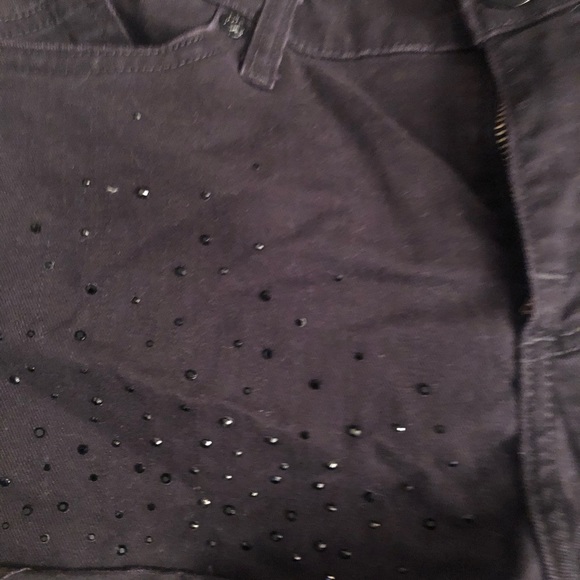 Rock & Republic black size 10 denim shorts w/stretch tiny black rhinestones - Picture 2 of 3